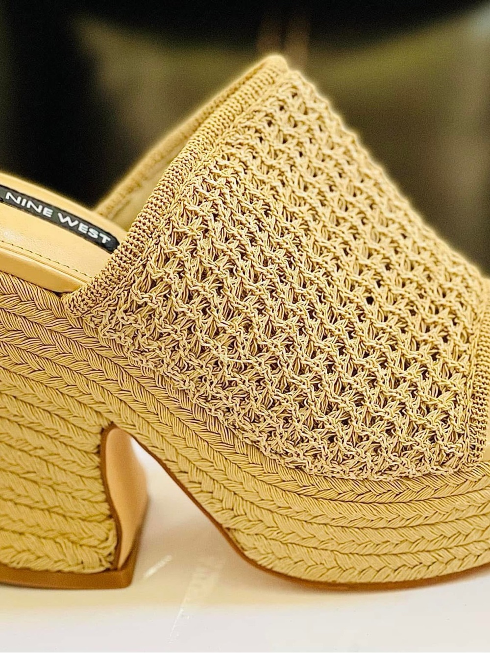 Nine West Beige Woven Platform Mule